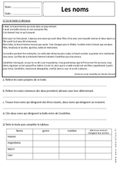 Noms communs et noms propres - Révisions : Primaire 6 - PDF à imprimer