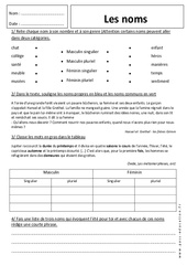 Noms propres et noms communs - Exercices corrigés : Primaire 6 - PDF à imprimer