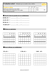 Multiplication par un nombre à deux chiffres - Évaluation, bilan : Primaire 4 - PDF à imprimer