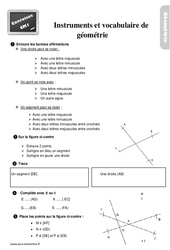 Instrument et le vocabulaire de géométrie - Exercices, révisions : Primaire 4 - PDF à imprimer