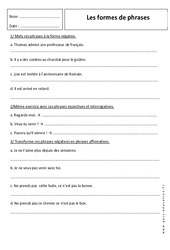 Formes de phrases - Révisions - Forme affirmative et négative : Primaire 6 - PDF à imprimer