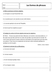 Affirmative et négative - Exercices sur les formes de phrases : Primaire 6 - PDF à imprimer