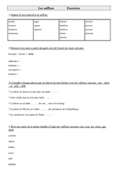 Suffixes - Exercices - Vocabulaire : Primaire 3 - PDF à imprimer