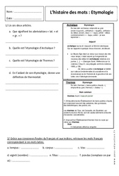 Histoire des mots - Révisions - Etymologie : Primaire 6 - PDF à imprimer
