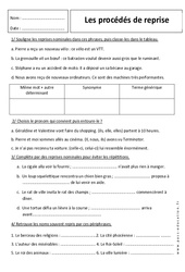 Pronominales, nominales, périphrases - Exercices sur les procédés de reprise : Primaire 6 - PDF à imprimer