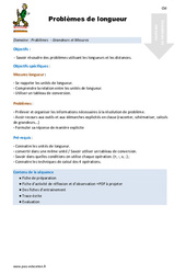 Problèmes de longueur - Séquence - Fiche de préparation : Primaire 4, 5 - PDF à imprimer