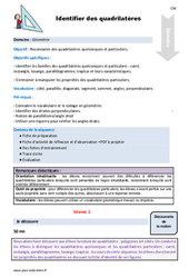 Identifier des quadrilatères - Séquence - Fiche de préparation : Primaire 4, 5 - PDF à imprimer