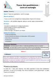 Tracer des quadrilatères - Fiches carré et rectangle - Séquence - Fiche de préparation : Primaire 4 - PDF à imprimer