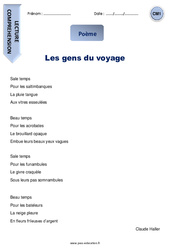 Les gens du voyage - Poème - Lecture : Primaire 4 - PDF à imprimer