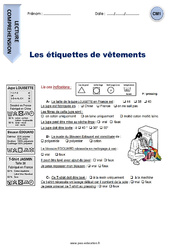 Les étiquettes de vêtements - Lecture compréhension : Primaire 4 - PDF à imprimer