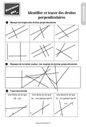 Identifier et tracer des droites perpendiculaires - Exercices, révisions : Primaire 5 - PDF à imprimer