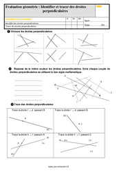 Identifier et tracer des droites perpendiculaires - Évaluation, bilan : Primaire 5 - PDF à imprimer