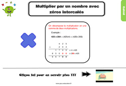 Multiplier par un nombre avec zéros intercalés - Cours, Leçon, trace écrite : Primaire 5 - PDF à imprimer