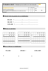Multiplier par un nombre avec zéros intercalés - Évaluation, bilan : Primaire 5 - PDF à imprimer