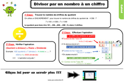 Diviser par un nombre à un chiffre - Cours, Leçon, trace écrite : Primaire 5 - PDF à imprimer