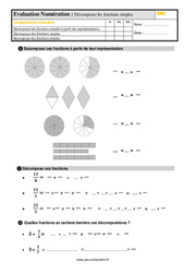 Décomposer les fractions simples - Examen Evaluation avec la correction : Primaire 5 - PDF à imprimer