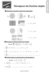 Décomposer des fractions simples - Exercices avec les corrections : Primaire 5 - PDF à imprimer