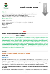Les niveaux de langue - Séquence - Fiche de préparation : Primaire 5 - PDF à imprimer