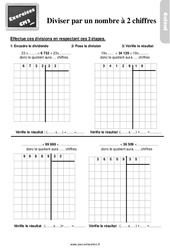 Diviser par un nombre à deux chiffres - Exercices, révisions : Primaire 5 - PDF à imprimer