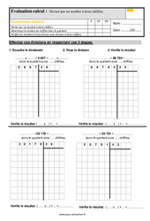 Diviser par un nombre à deux chiffres - Évaluation, bilan : Primaire 5 - PDF à imprimer