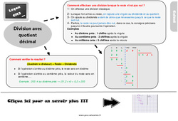 Division avec quotient décimal - Cours, Leçon, trace écrite : Primaire 5 - PDF à imprimer