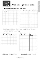 Division avec quotient décimal - Exercices, révisions : Primaire 5 - PDF à imprimer