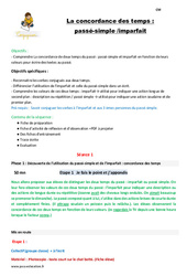La concordance des temps - Fiches passé - simple et imparfait - Séquence - Fiche de préparation : Primaire 4 - PDF à imprimer