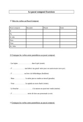 Exercices de conjugaison  - Fiches Le passé composé : Primaire 5 - PDF à imprimer