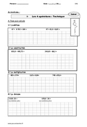 Les 4 opérations - Fiches Technique - Exercices avec le corrigé : Primaire 5 - PDF à imprimer