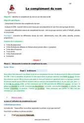 Le complément du nom - Séquence - Fiche de préparation : Primaire 4 - PDF à imprimer