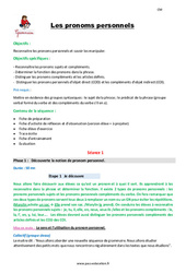 Les pronoms personnels - Séquence - Fiche de préparation : Primaire 5 - PDF à imprimer
