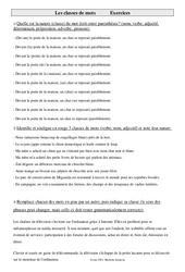 Classes de mots - Exercices - Grammaire : Primaire 5 - PDF à imprimer