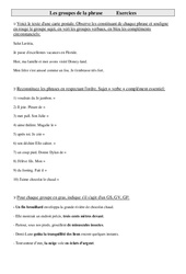 Groupes de la phrase - Exercices - Grammaire : Primaire 5 - PDF à imprimer