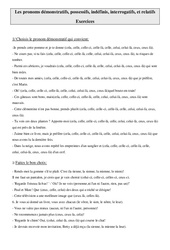 Pronoms démonstratifs, possessifs, indéfinis, interrogatifs, et relatifs - Exercices - Grammaire : Primaire 5 - PDF à imprimer