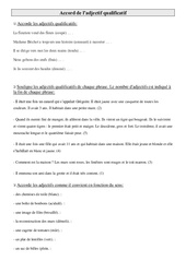 Accord de l’adjectif qualificatif - Exercices - Orthographe : Primaire 5 - PDF à imprimer