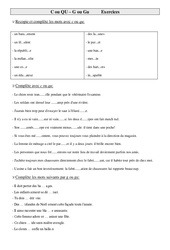 Exercices d’orthographe - Fiches C ou QU - G ou Gu : Primaire 5 - PDF à imprimer
