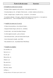 Écrire la fin des noms - Exercices avec correction : Primaire 5 - PDF à imprimer