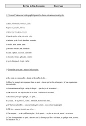 Écrire la fin des noms - Révisions : Primaire 5 - PDF à imprimer