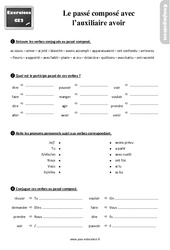 Le passé composé avec l’auxiliaire avoir - Révisions, exercices : Primaire 3 - PDF à imprimer