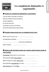 Les compléments déplaçables et supprimables - Exercices, révisions : Primaire 2 - PDF à imprimer