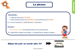 La phrase - Cours, Leçon, trace écrite : Primaire 3 - PDF à imprimer