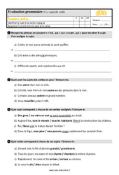 Le sujet du verbe - Évaluation, bilan : Primaire 3 - PDF à imprimer