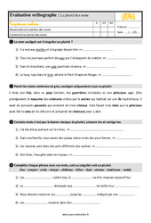 Le pluriel des noms - Évaluation, bilan : Primaire 3 - PDF à imprimer