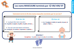 Les noms masculins terminés par - é - er - ier - et - Cours, Leçon, trace écrite : Primaire 3 - PDF à imprimer