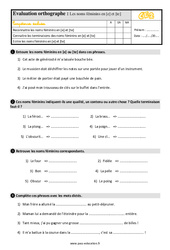 Les noms féminins terminés par [e] et [te] - Évaluation, bilan : Primaire 3 - PDF à imprimer