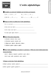 Ordre alphabétique - Exercices, révisions : Primaire 3 - PDF à imprimer