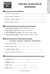 Chercher un mot dans le dictionnaire - Exercices, révisions : Primaire 3 - PDF à imprimer