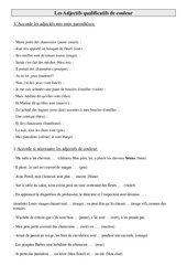 Adjectifs qualificatifs de couleur - Exercices - Orthographe : Primaire 5 - PDF à imprimer