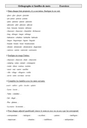 Familles de mots - Exercices - Orthographe : Primaire 5 - PDF à imprimer