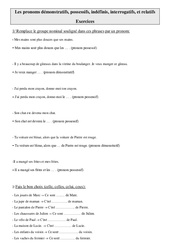 Pronoms démonstratifs, possessifs, indéfinis, interrogatifs, et relatifs - Exercices - Grammaire : Primaire 5 - PDF à imprimer
